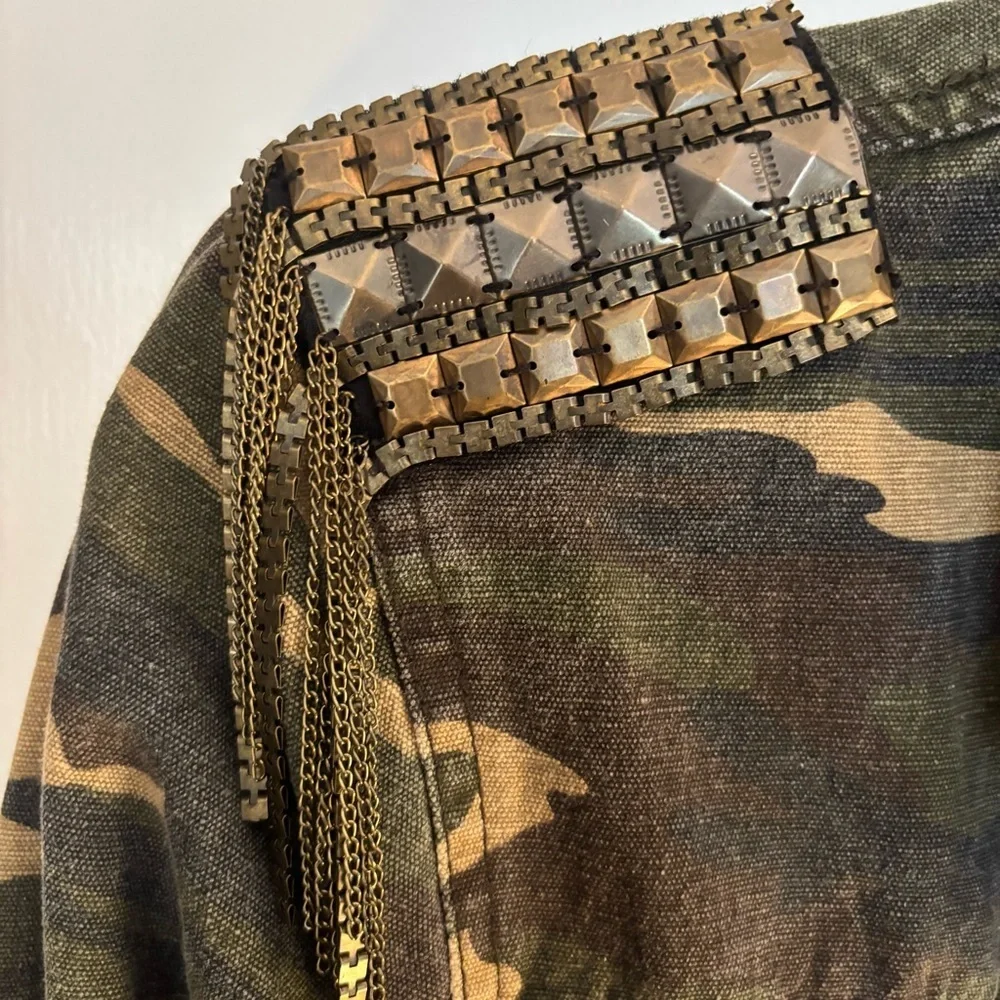 Toska Women's Green Camouflage Utility Jacket Sz Small 100% Cotton